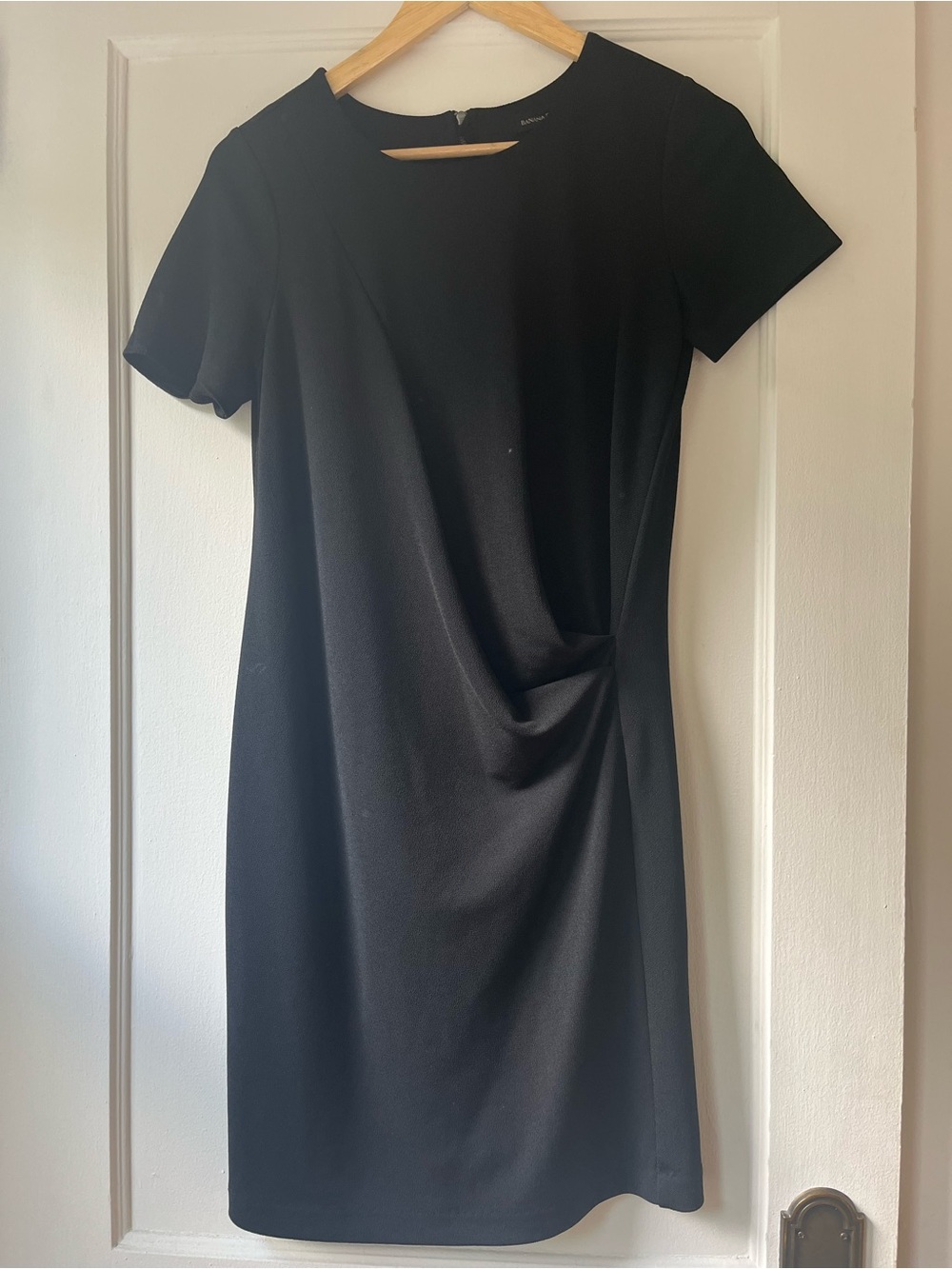 Banana Republic Black Short-Sleeve Sheath Dress